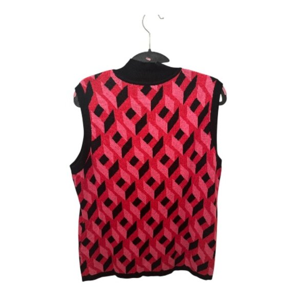 Pink & Black Geometric Knit Top - Size L - Picture 2 of 10